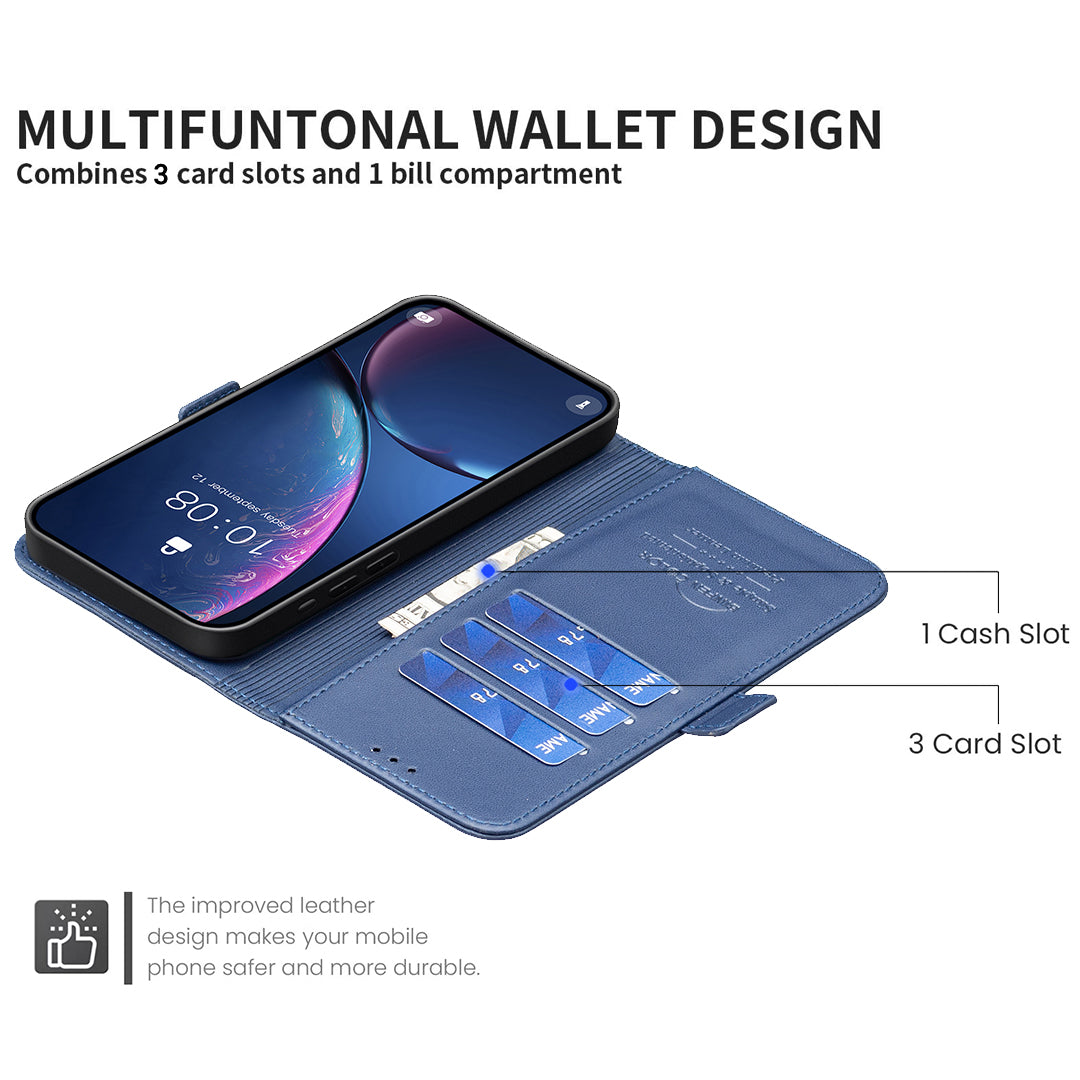 For iPhone 17 Pro Max Case BINFEN COLOR BF31  PU Leather Flip Folio Phone Wallet Cover - Blue