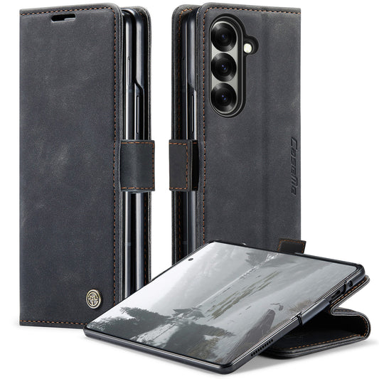 For Samsung Galaxy Z Fold7 5G Wallet Case CASEME 013 Series PU Leather Phone Cover Stand - Black