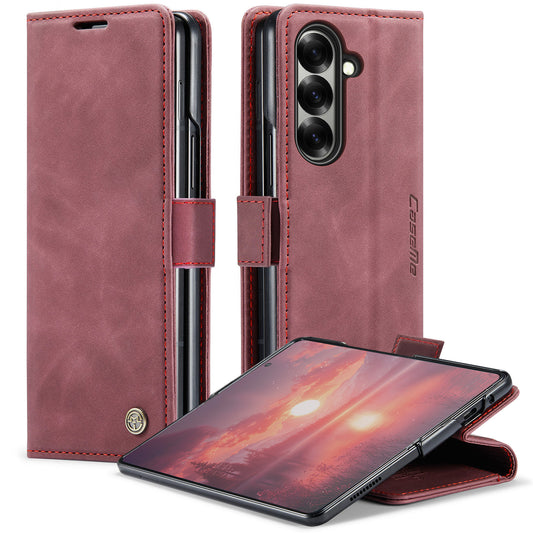 For Samsung Galaxy Z Fold7 5G Wallet Case CASEME 013 Series PU Leather Phone Cover Stand - Red