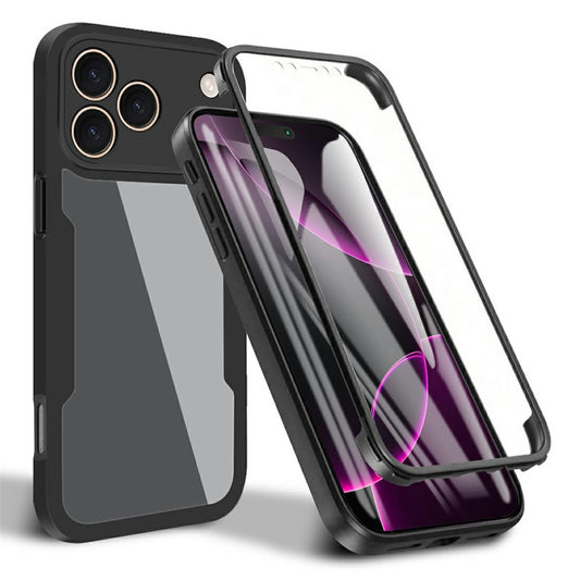 For iPhone 17 Pro Max Case Acrylic + TPU Clear Phone Cover with PET Screen Film - Black