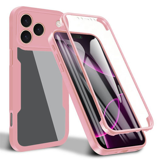 For iPhone 17 Pro Max Case Acrylic + TPU Clear Phone Cover with PET Screen Film - Pink