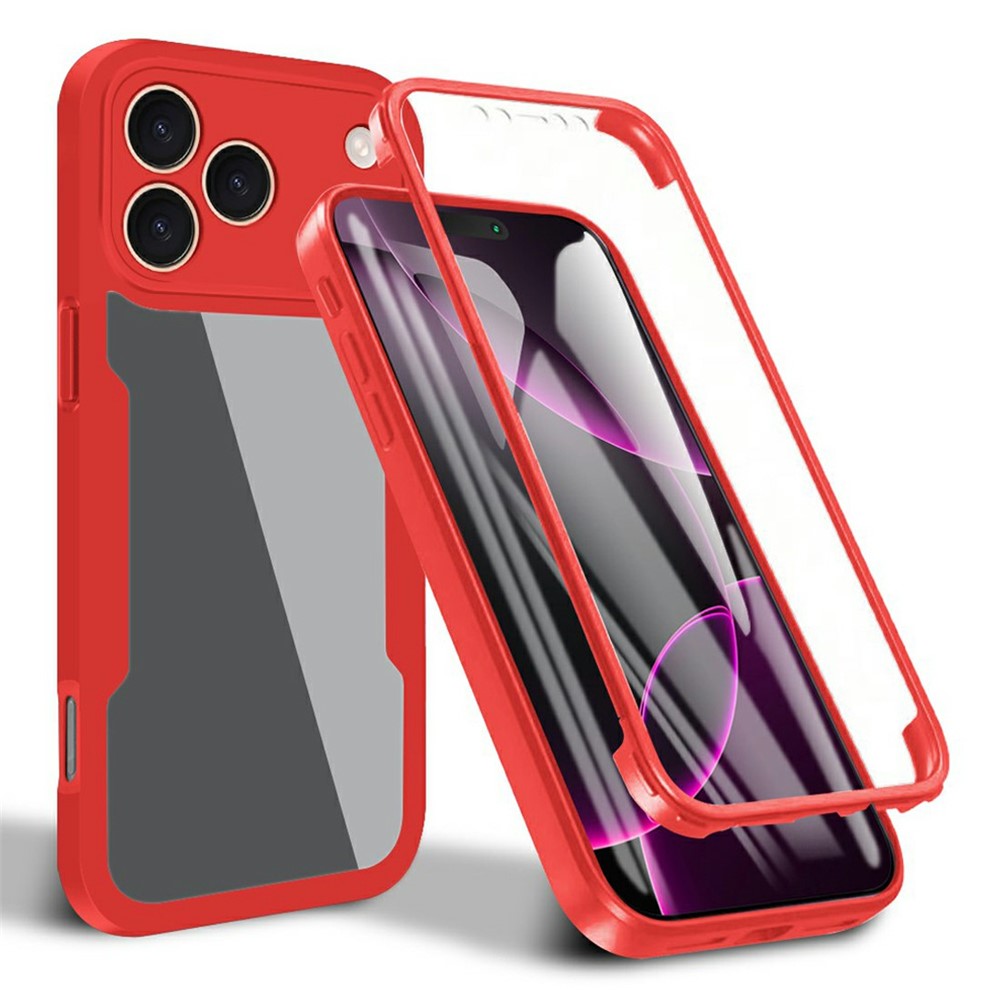 For iPhone 17 Pro Max Case Acrylic + TPU Clear Phone Cover with PET Screen Film - Red
