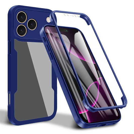 For iPhone 17 Pro Max Case Acrylic + TPU Clear Phone Cover with PET Screen Film - Blue