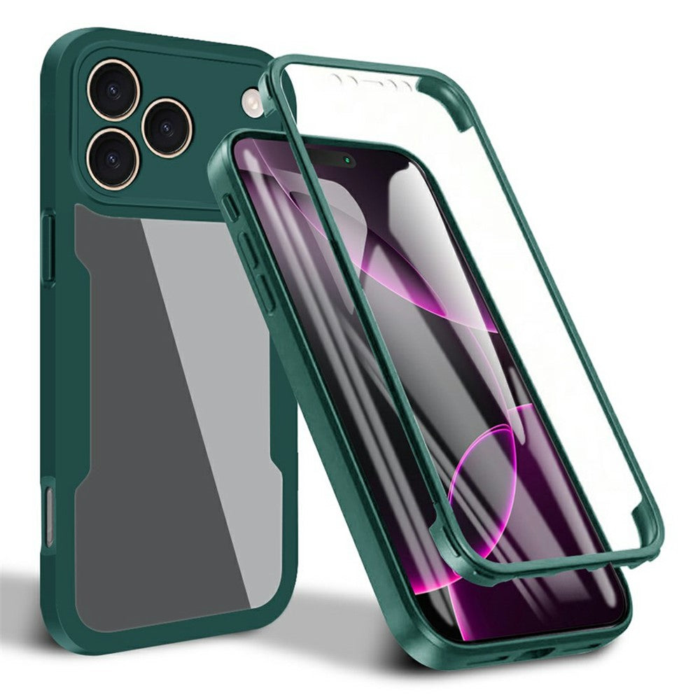 For iPhone 17 Pro Max Case Acrylic + TPU Clear Phone Cover with PET Screen Film - Green