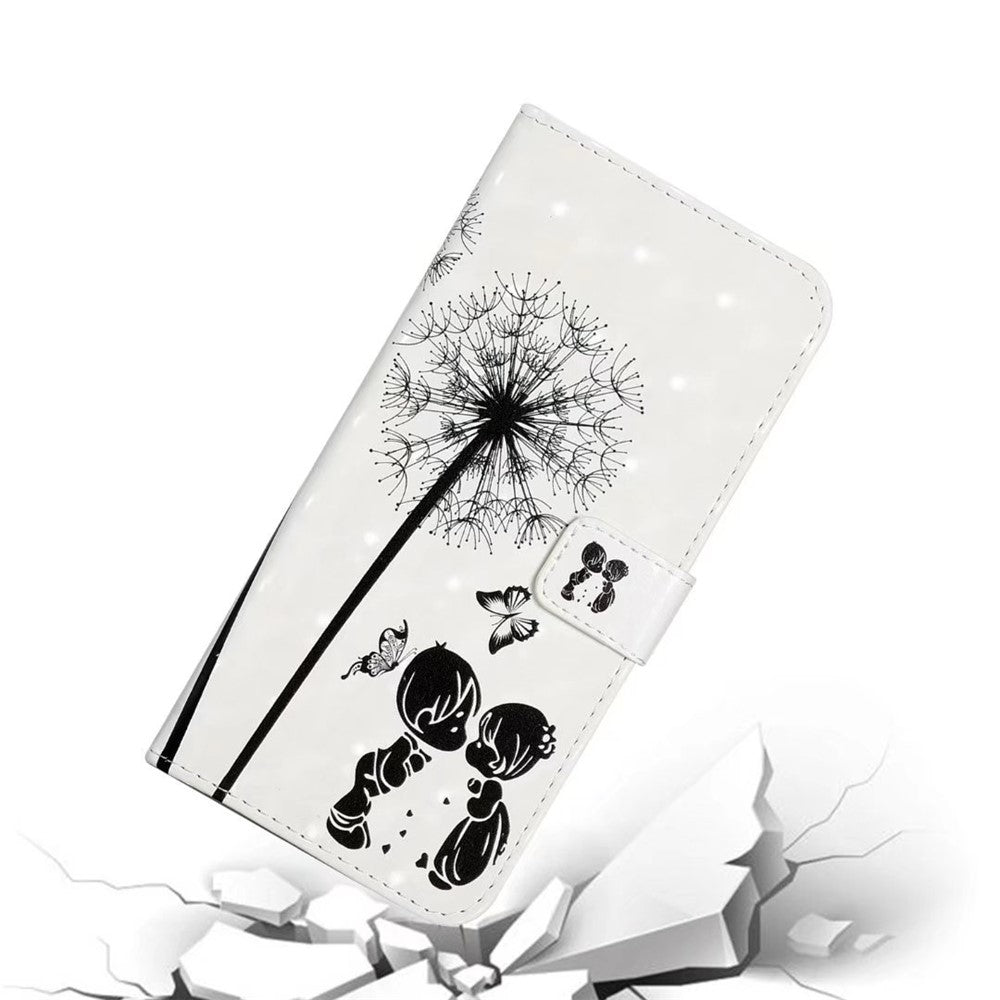 For iPhone 17 Pro Max Case 3D Creative Pattern PU Leather Stand Phone Cover - Kids and Dandelion