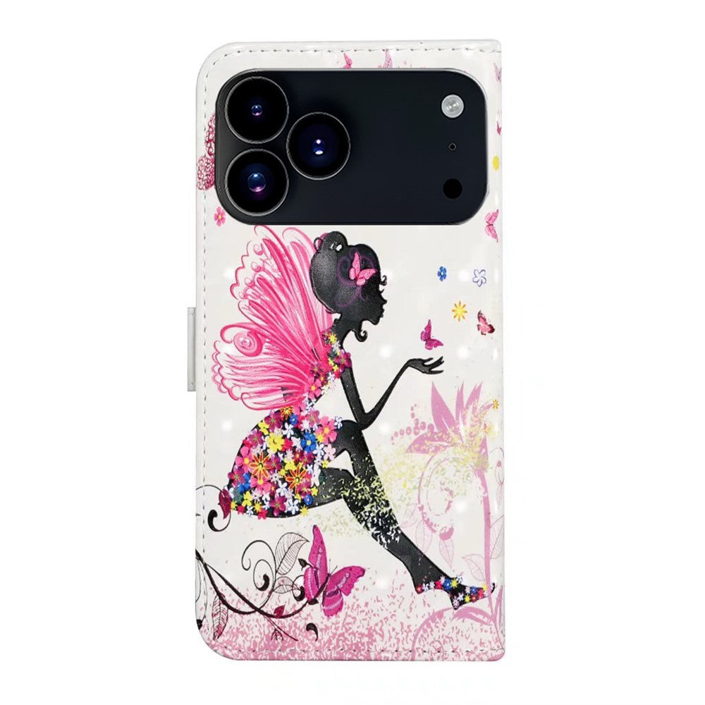 For iPhone 17 Pro Max Case 3D Creative Pattern PU Leather Stand Phone Cover - Girl