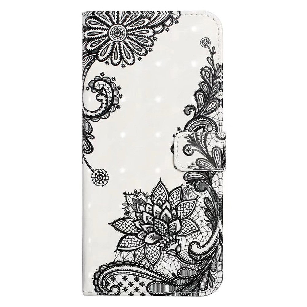 For iPhone 17 Pro Max Case 3D Creative Pattern PU Leather Stand Phone Cover - Lace Flower