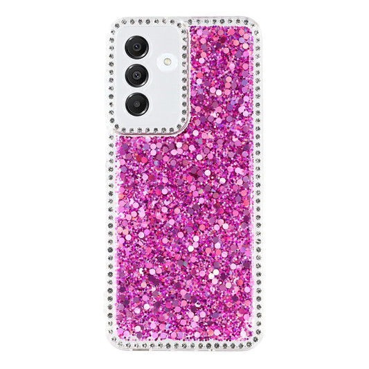 For Samsung Galaxy A17 5G Case Rhinestone Edge Glitter Epoxy TPU Phone Cover - Purple