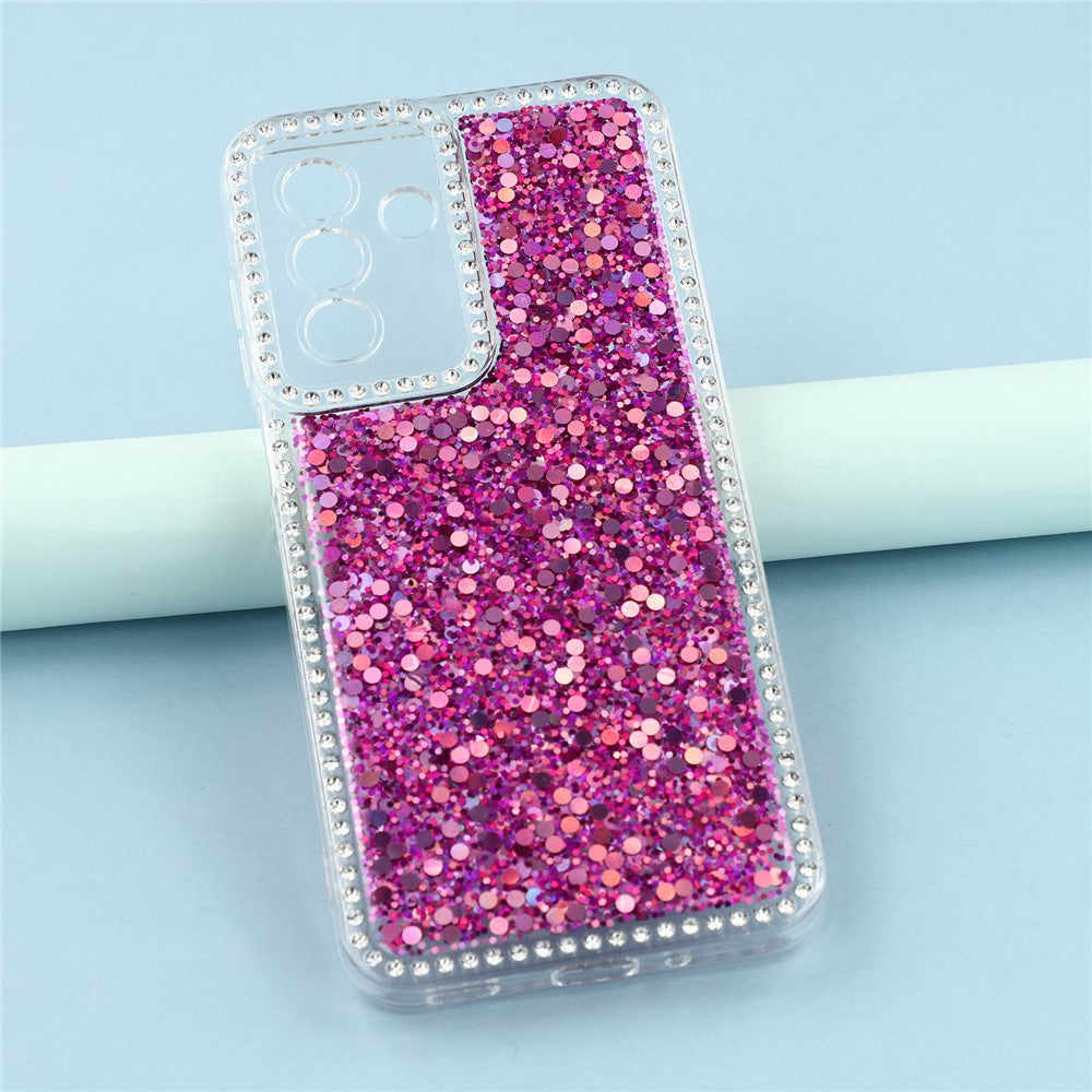 For Samsung Galaxy A17 5G Case Rhinestone Edge Glitter Epoxy TPU Phone Cover - Purple