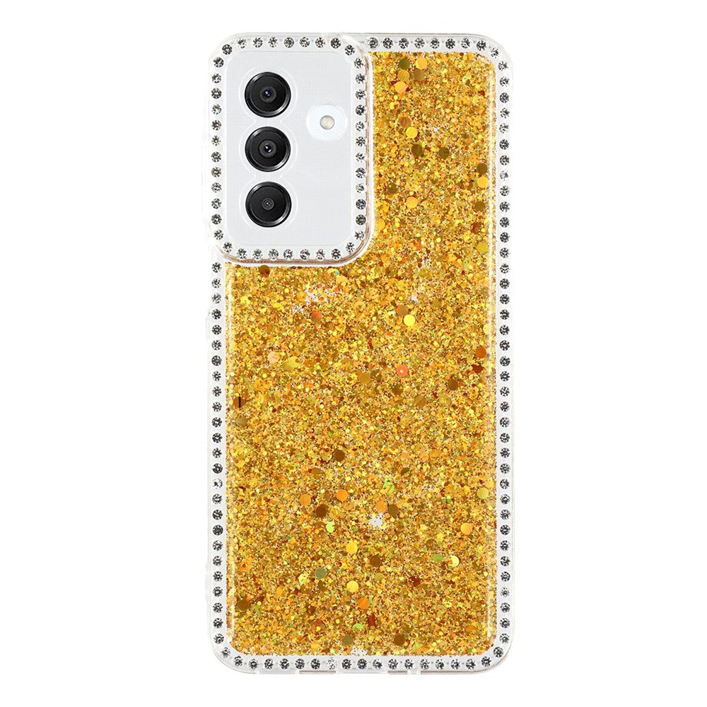 For Samsung Galaxy A17 5G Case Rhinestone Edge Glitter Epoxy TPU Phone Cover - Gold