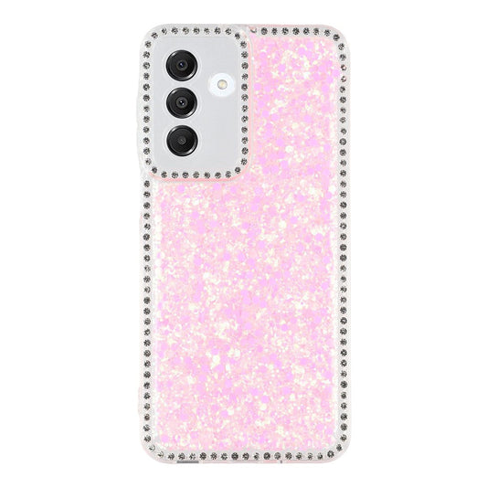 For Samsung Galaxy A17 5G Case Rhinestone Edge Glitter Epoxy TPU Phone Cover - Pink