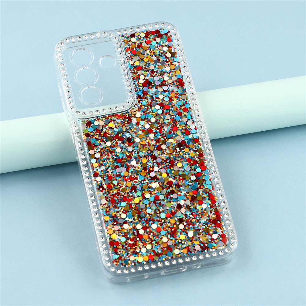 For Samsung Galaxy A17 5G Case Rhinestone Edge Glitter Epoxy TPU Phone Cover - Colorful