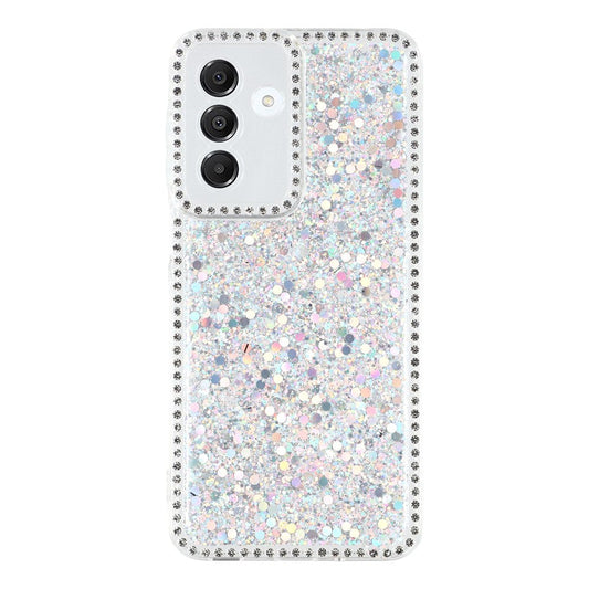 For Samsung Galaxy A17 5G Case Rhinestone Edge Glitter Epoxy TPU Phone Cover - Silver