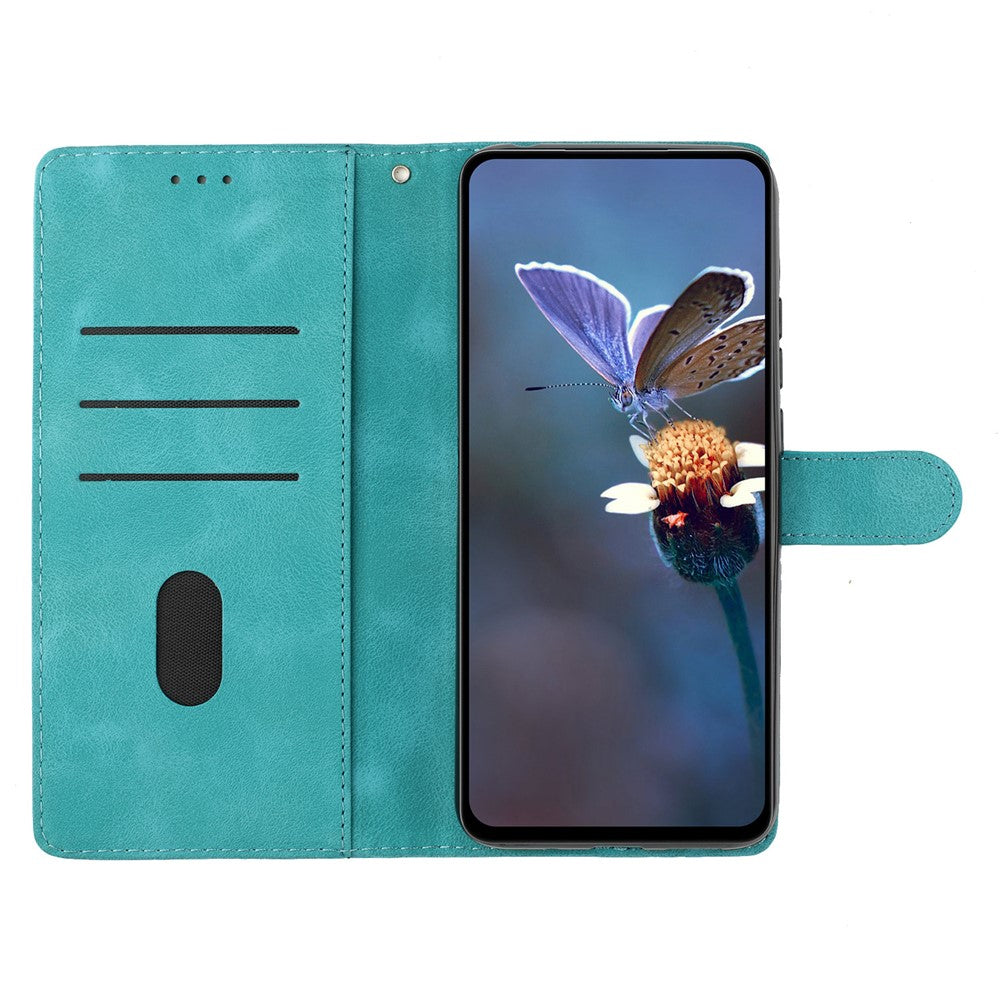 For iPhone 17 Pro Max Case Leather Imprinted Flower Phone Cover Wallet with Wrist Strap - Green