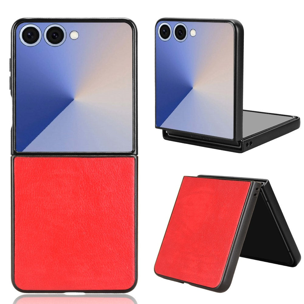 For Samsung Galaxy Z Flip7 5G Case Litchi Texture PU Leather + PC Phone Cover - Red