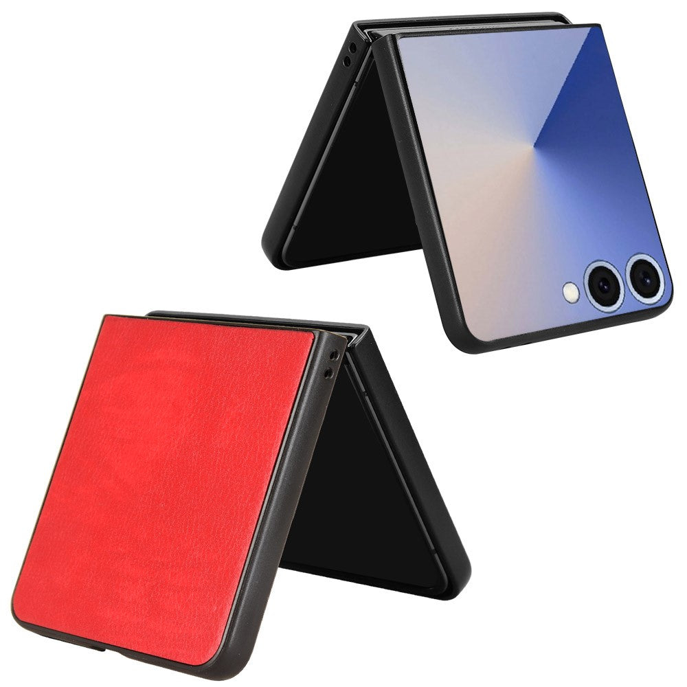 For Samsung Galaxy Z Flip7 5G Case Litchi Texture PU Leather + PC Phone Cover - Red
