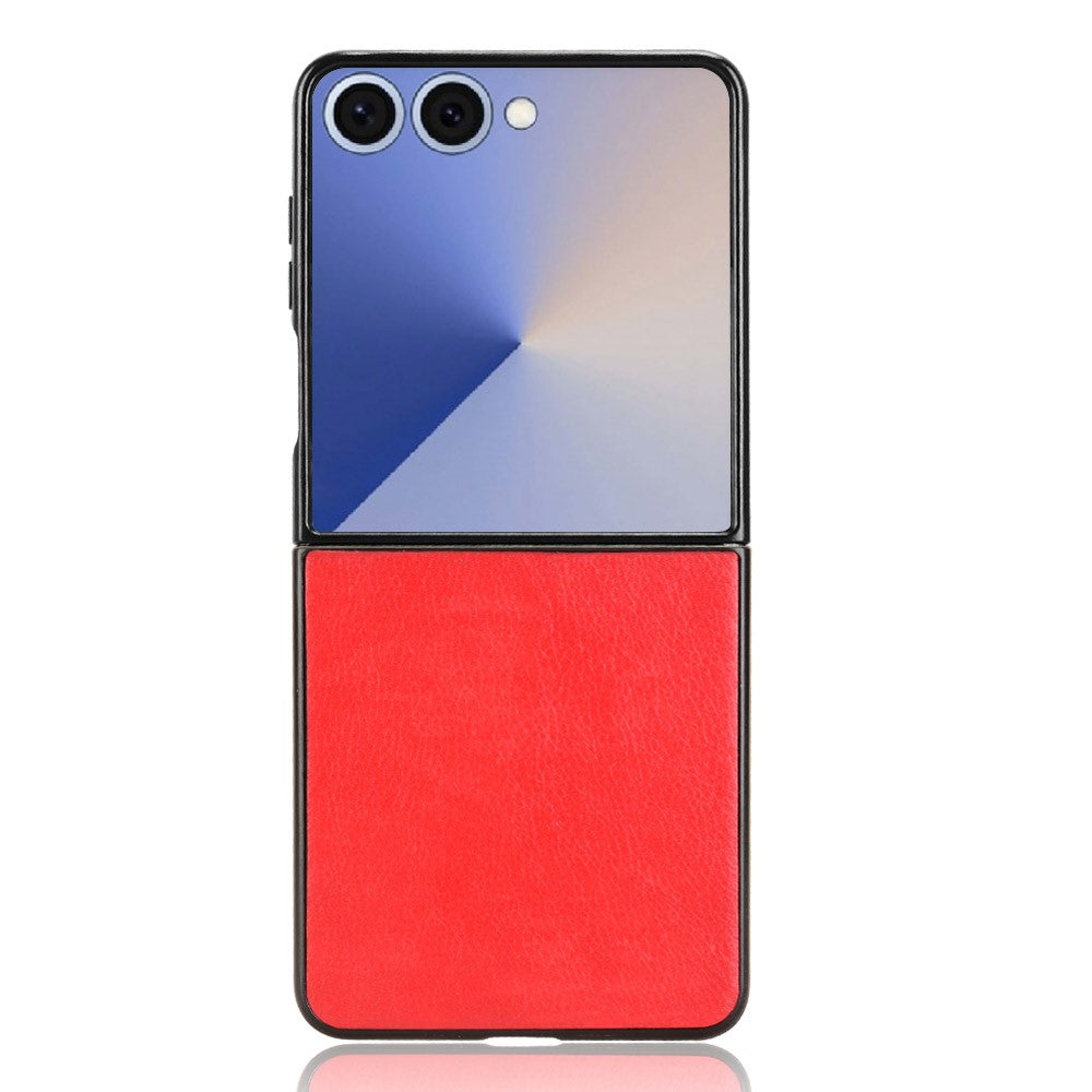 For Samsung Galaxy Z Flip7 5G Case Litchi Texture PU Leather + PC Phone Cover - Red