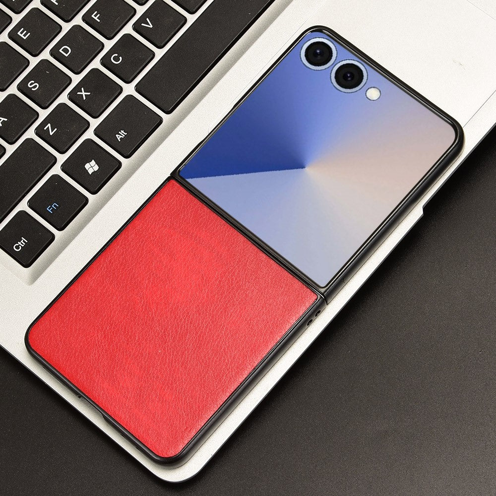 For Samsung Galaxy Z Flip7 5G Case Litchi Texture PU Leather + PC Phone Cover - Red