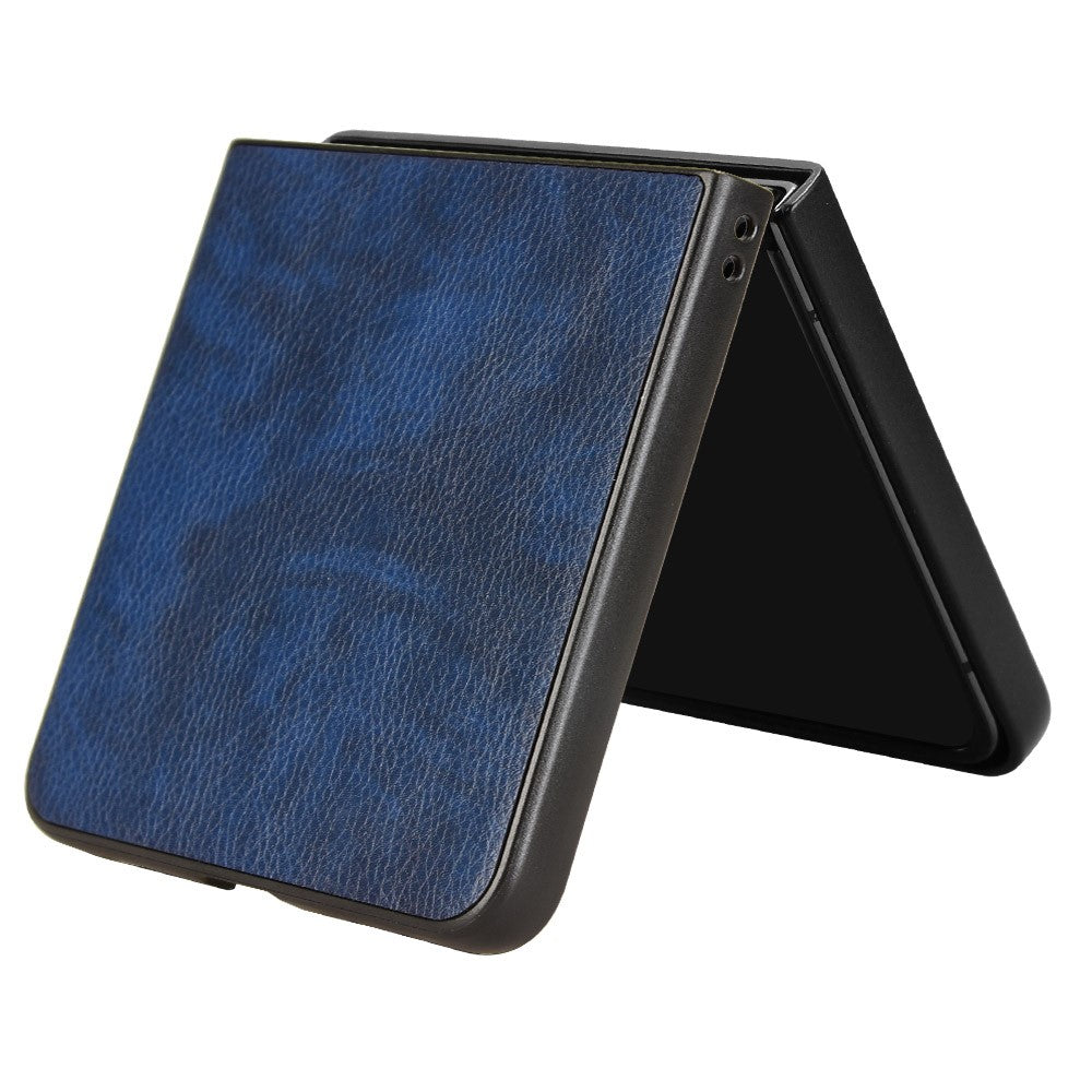 For Samsung Galaxy Z Flip7 5G Case Litchi Texture PU Leather + PC Phone Cover - Blue