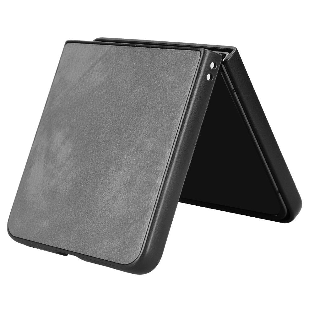 For Samsung Galaxy Z Flip7 5G Case Litchi Texture PU Leather + PC Phone Cover - Grey