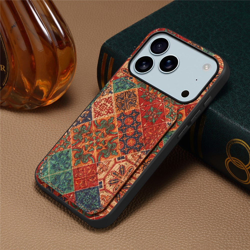 For iPhone 17 Pro Max Case with Card Holder Kickstand Flowers Design Leather Phone Cover - Winter / Blue