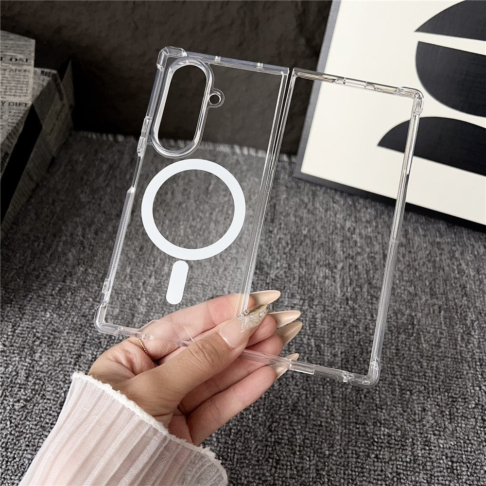 For Samsung Galaxy Z Fold7 5G Case Clear Acrylic Back Phone Cover Compatible with MagSafe