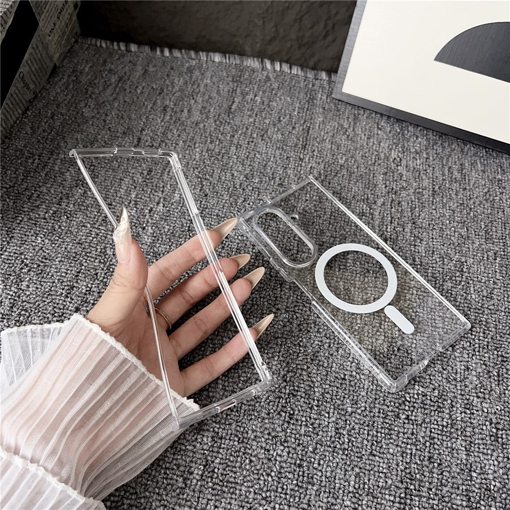 For Samsung Galaxy Z Fold7 5G Case Clear Acrylic Back Phone Cover Compatible with MagSafe