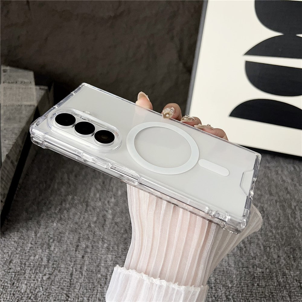 For Samsung Galaxy Z Fold7 5G Case Clear Acrylic Back Phone Cover Compatible with MagSafe