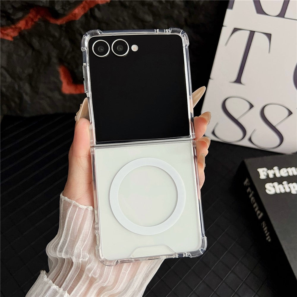 For Samsung Galaxy Z Flip7 5G Case Clear Acrylic Back Phone Cover Compatible with MagSafe