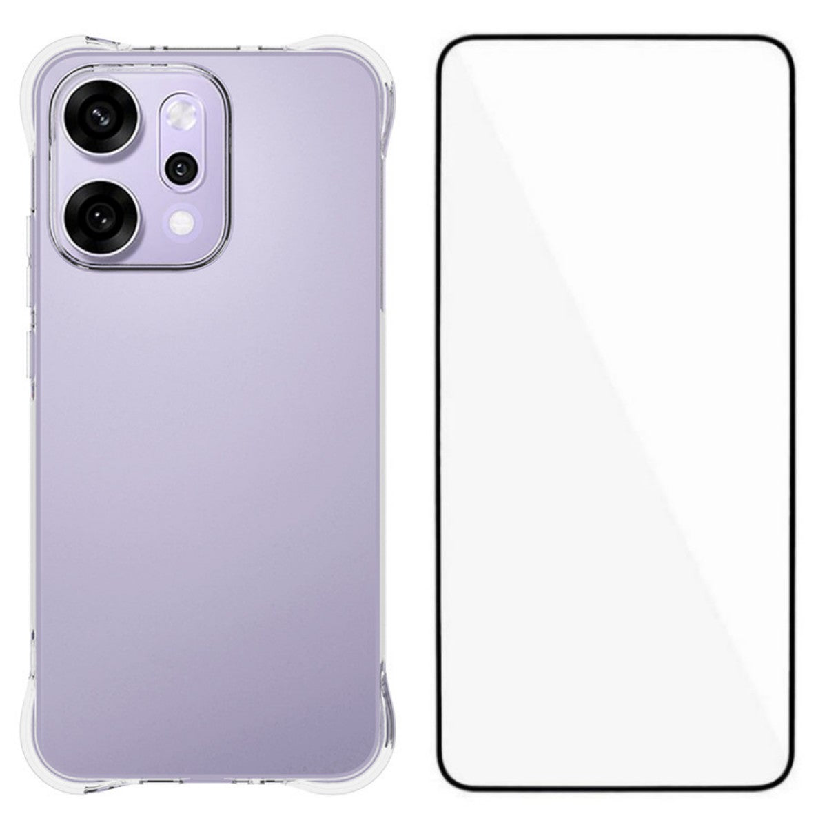 For Oppo Reno14 Pro 5G (Global) Case WANLONFENG WL Series 2.0mm TPU Phone Cover with Tempered Glass Film - Transparent