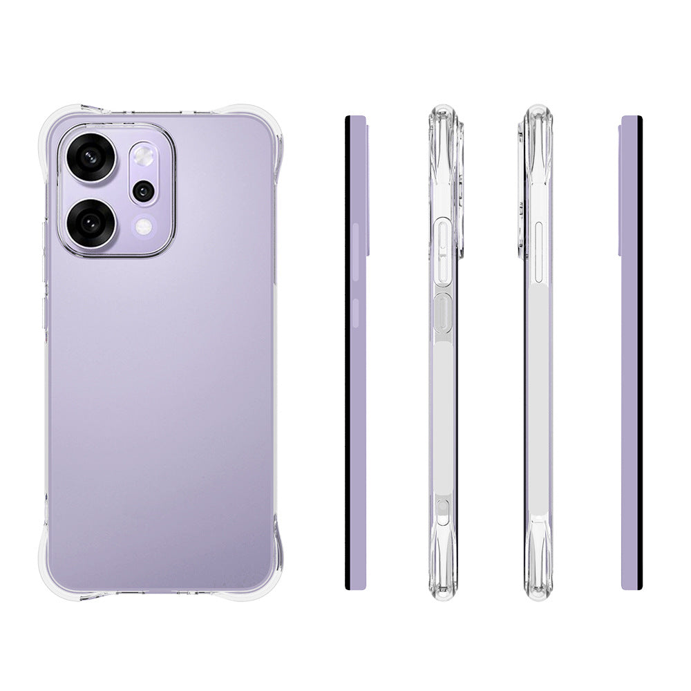 For Oppo Reno14 Pro 5G (Global) Case WANLONFENG WL Series 2.0mm TPU Phone Cover with Tempered Glass Film - Transparent