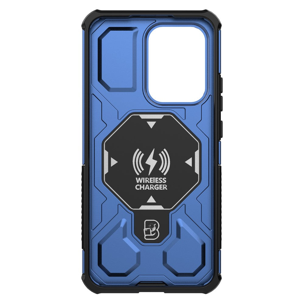 For Oppo Reno13 Pro 5G Magnetic Case Rotating Metal Kickstand Shockproof PC + TPU Phone Back Cover - Dark Blue
