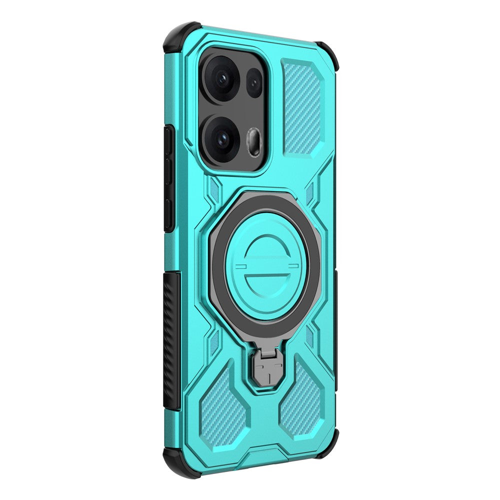 For Oppo Reno13 Pro 5G Magnetic Case Rotating Metal Kickstand Shockproof PC + TPU Phone Back Cover - Baby Blue