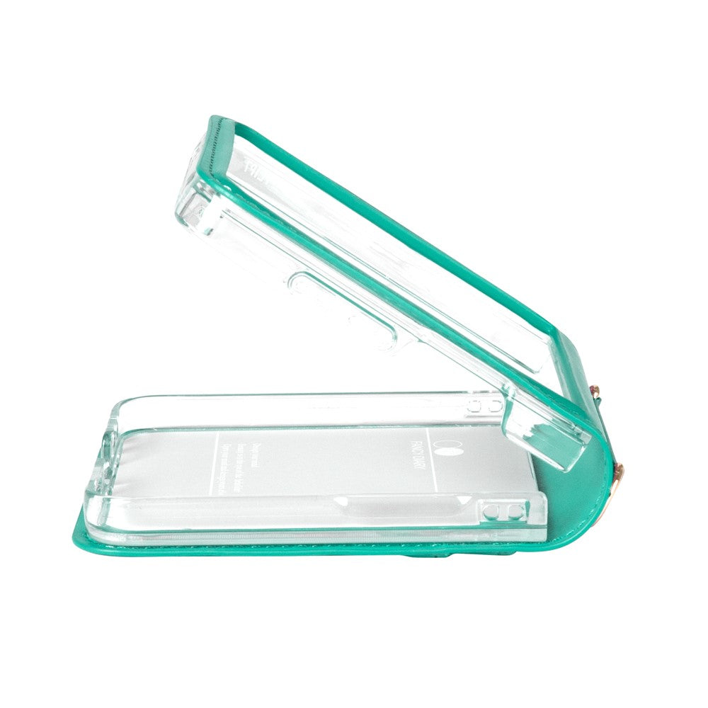 HANMAN Mill Series for Samsung	Galaxy Z Flip7 5G Case Card Slots PU Leather Phone Cover - Cyan