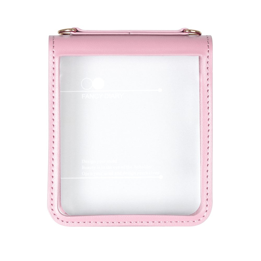 HANMAN Mill Series for Samsung	Galaxy Z Flip7 5G Case Card Slots PU Leather Phone Cover - Pink