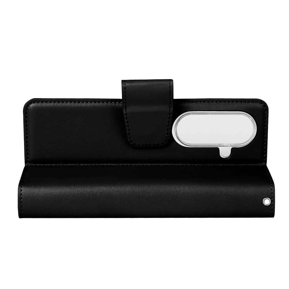 HANMAN Mill Series for Samsung	Galaxy Z Fold7 5G Case Wallet Stand PU Leather Phone Cover - Black