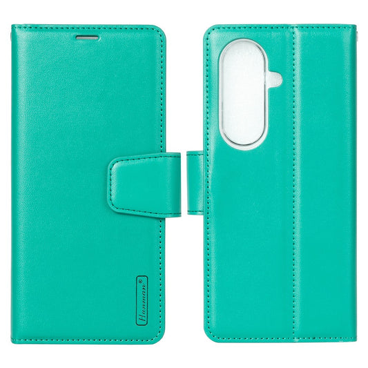 HANMAN Mill Series for Samsung	Galaxy Z Fold7 5G Case Wallet Stand PU Leather Phone Cover - Cyan