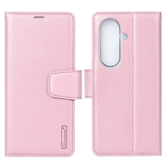 HANMAN Mill Series for Samsung	Galaxy Z Fold7 5G Case Wallet Stand PU Leather Phone Cover - Rose Gold