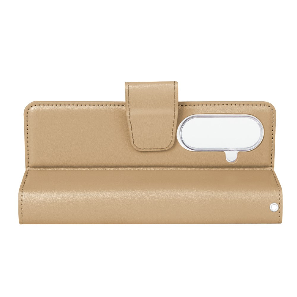 HANMAN Mill Series for Samsung	Galaxy Z Fold7 5G Case Wallet Stand PU Leather Phone Cover - Gold