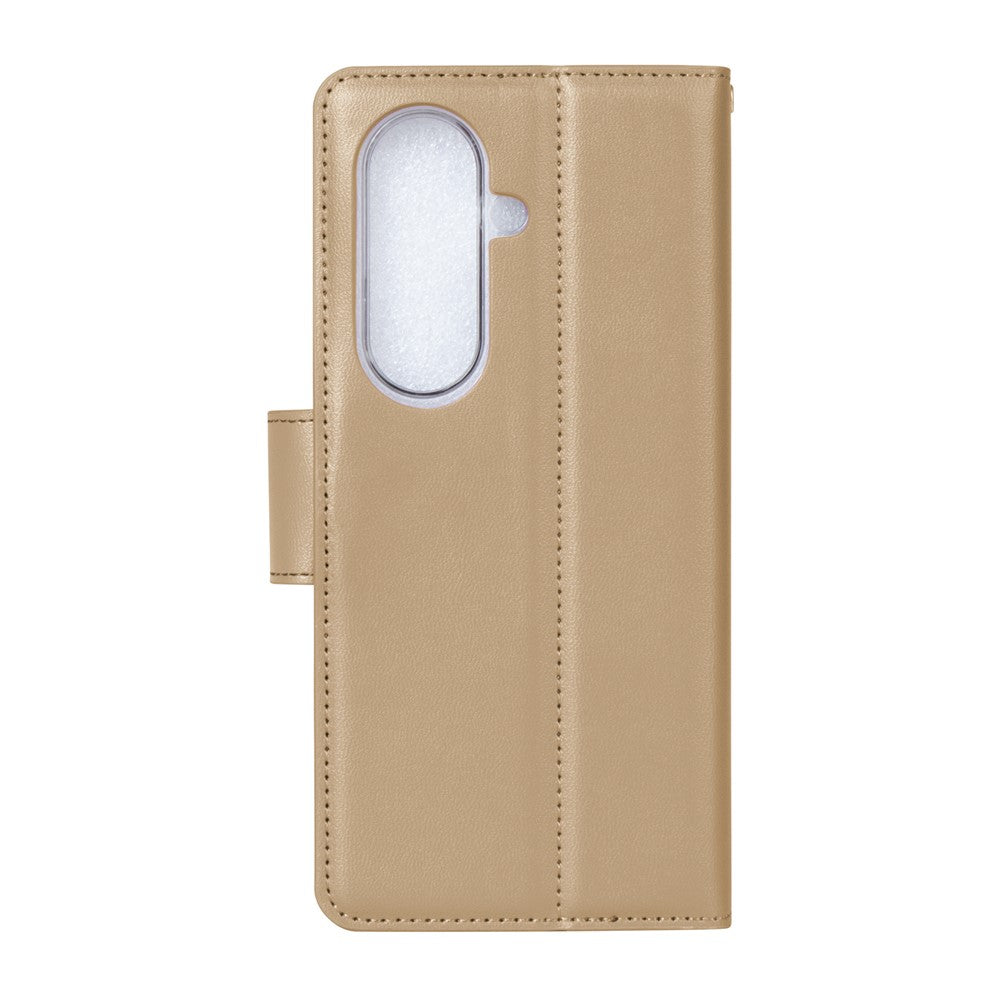 HANMAN Mill Series for Samsung	Galaxy Z Fold7 5G Case Wallet Stand PU Leather Phone Cover - Gold