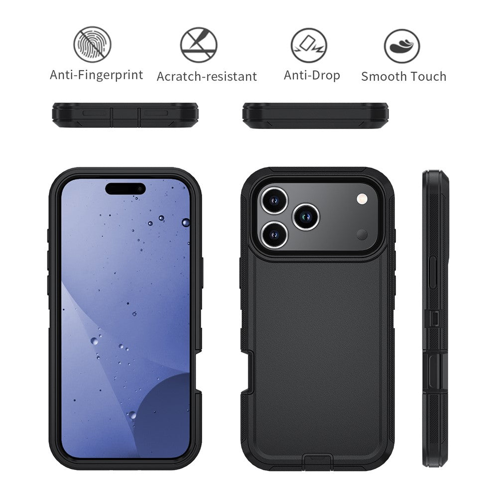 For iPhone 17 Pro Max Case Detachable PC + TPU Drop-Proof Back Cover - Black