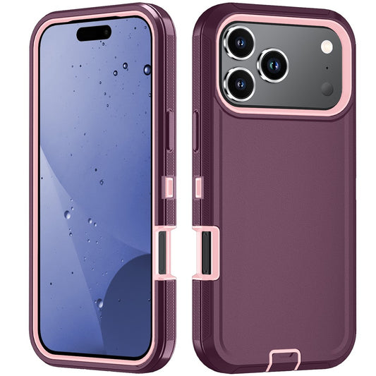 For iPhone 17 Pro Max Case Detachable PC + TPU Drop-Proof Back Cover - Wine Red  /  Pink
