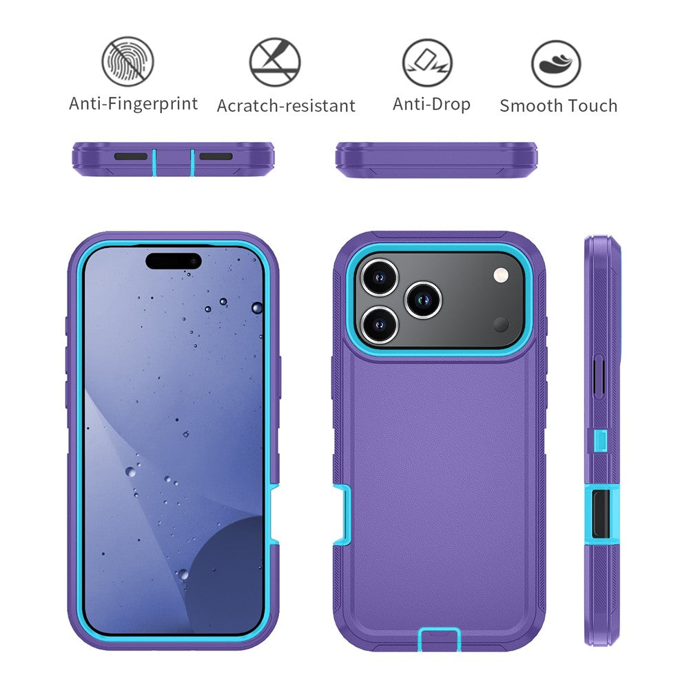 For iPhone 17 Pro Max Case Detachable PC + TPU Drop-Proof Back Cover - Light Purple  /  Sky Blue