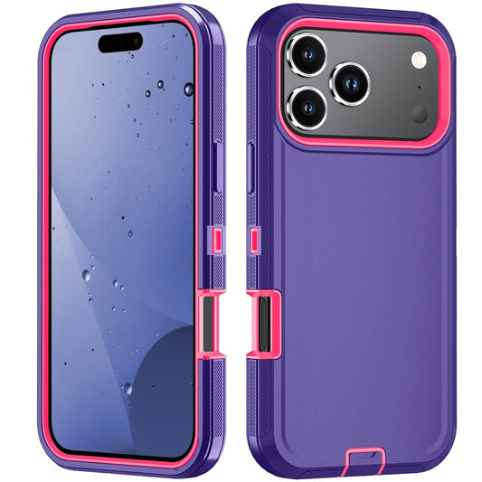 For iPhone 17 Pro Max Case Detachable PC + TPU Drop-Proof Back Cover - Dark Purple  /  Rose