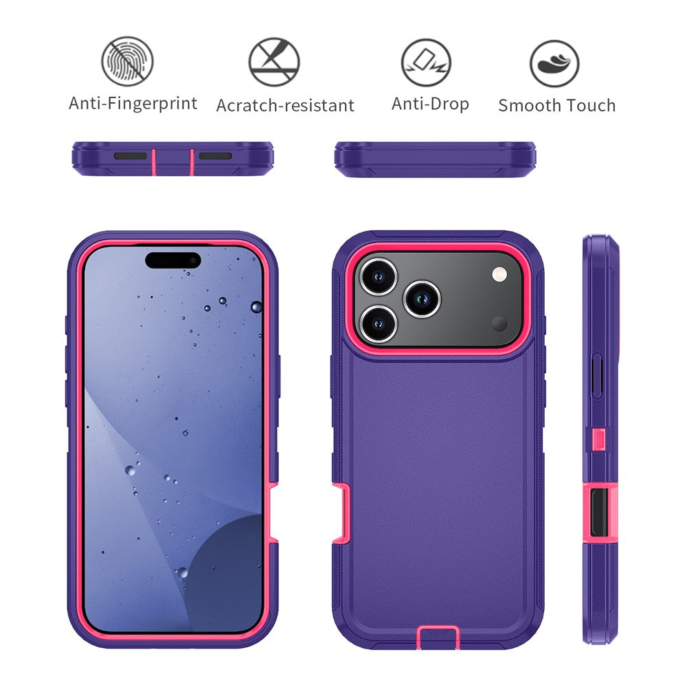 For iPhone 17 Pro Max Case Detachable PC + TPU Drop-Proof Back Cover - Dark Purple  /  Rose