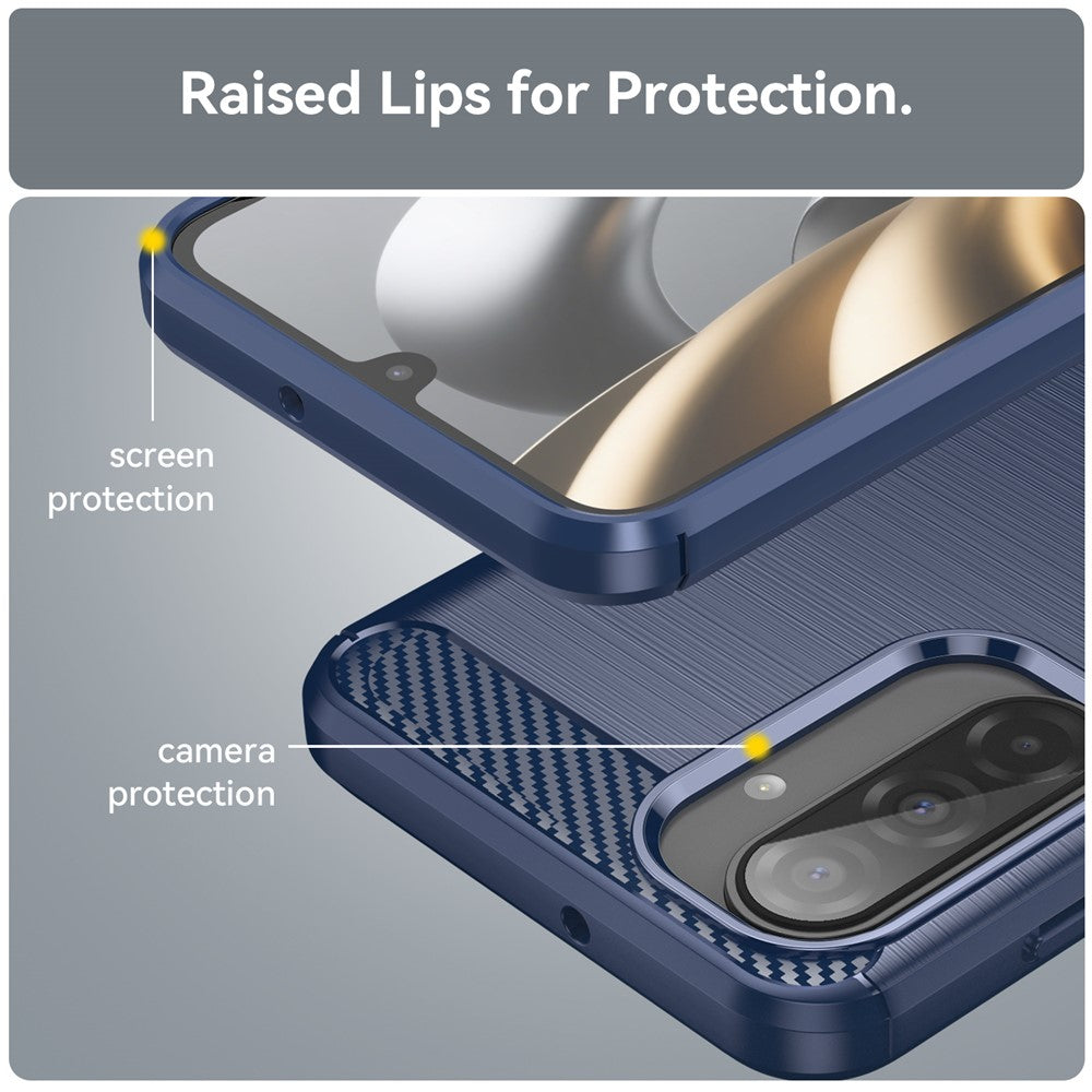WANLONFENG LS Series For Samsung Galaxy A17 5G Case with Screen Film, Large Lens Hole Brushed Texture TPU Phone Cover - Blue