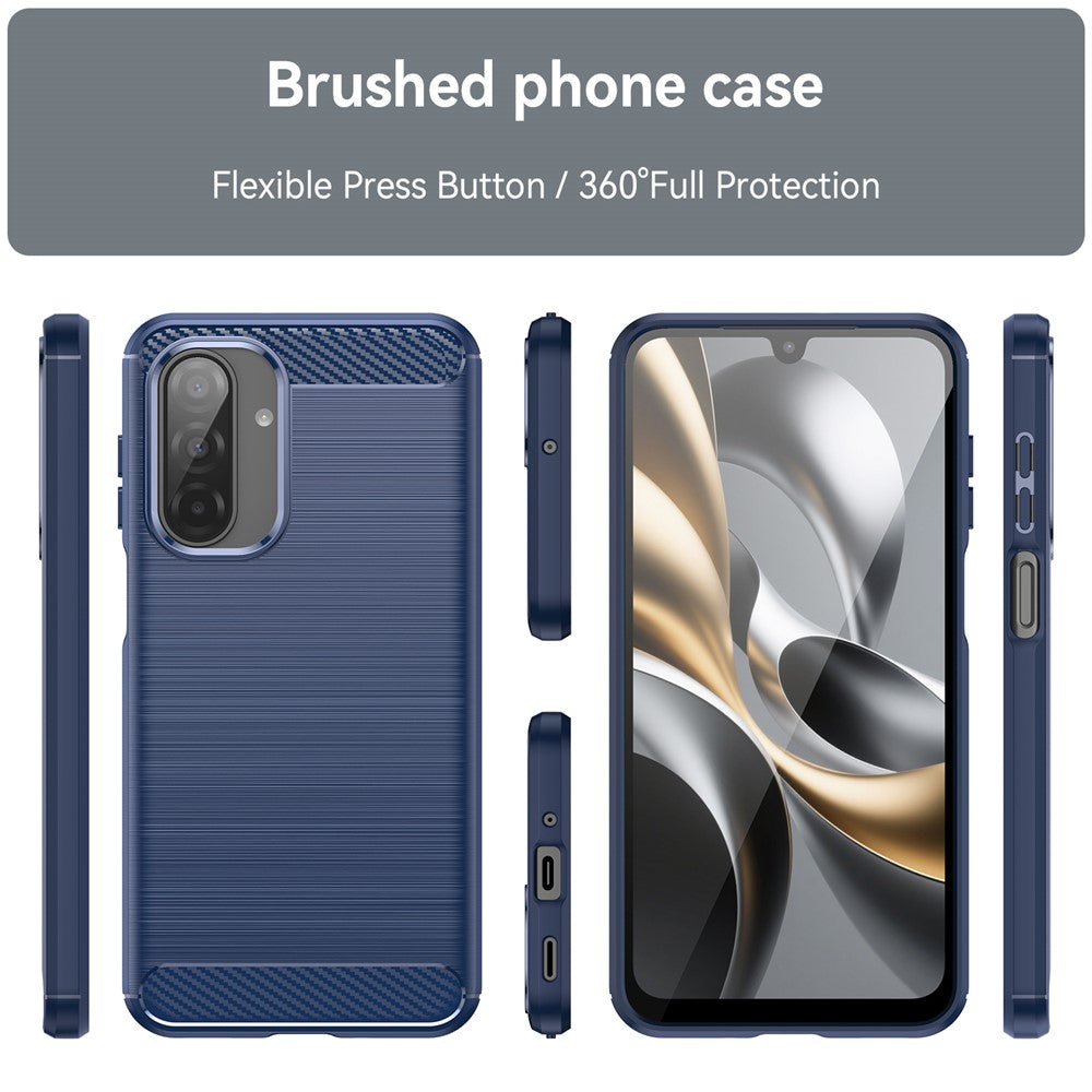 WANLONFENG LS Series For Samsung Galaxy A17 5G Case with Screen Film, Large Lens Hole Brushed Texture TPU Phone Cover - Blue