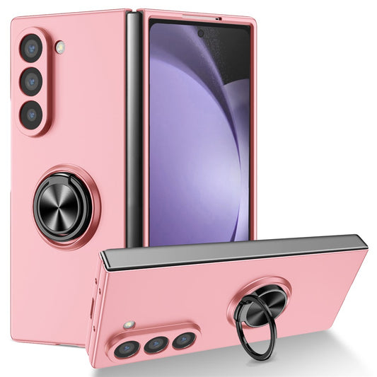 For Samsung Galaxy Z Fold7  5G Case Rotatable Ring Kickstand Hard PC Phone Cover - Pink