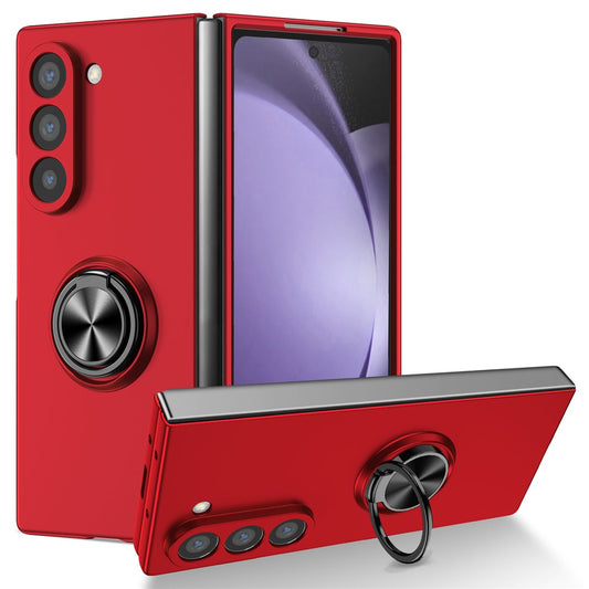 For Samsung Galaxy Z Fold7  5G Case Rotatable Ring Kickstand Hard PC Phone Cover - Red