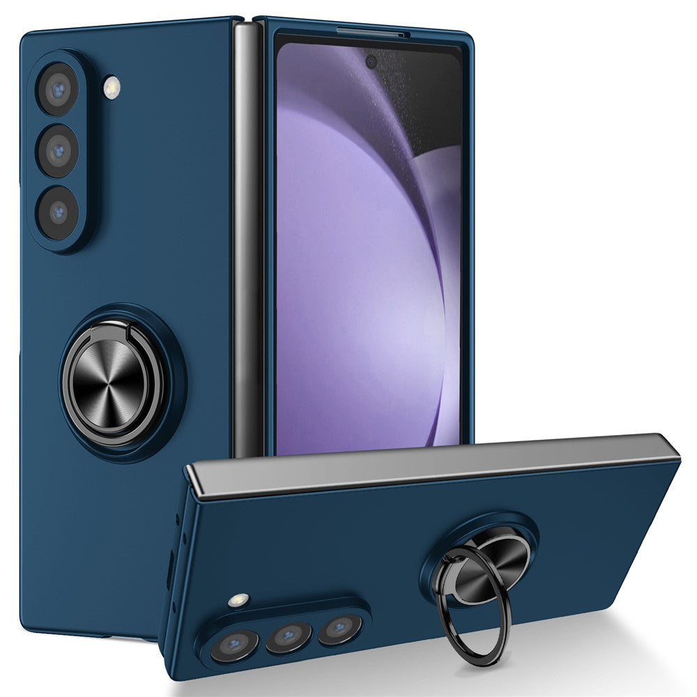For Samsung Galaxy Z Fold7  5G Case Rotatable Ring Kickstand Hard PC Phone Cover - Dark Blue